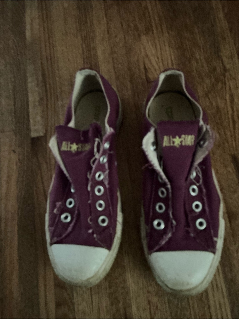 Converse All Star Slip-On Sneakers in Purple and White